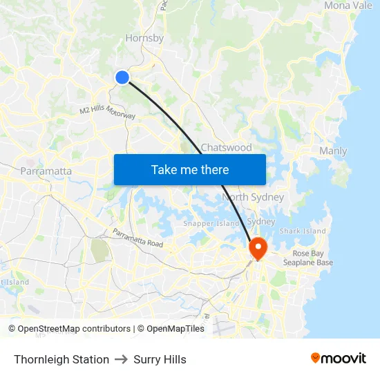 Thornleigh Station to Surry Hills map