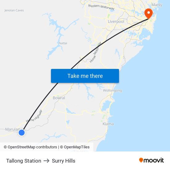 Tallong Station to Surry Hills map