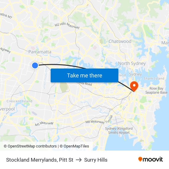 Stockland Merrylands, Pitt St to Surry Hills map