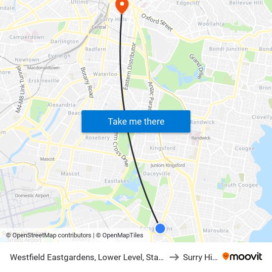 Westfield Eastgardens, Lower Level, Stand C to Surry Hills map