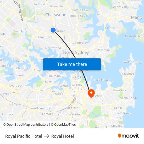 Royal Pacific Hotel to Royal Hotel map
