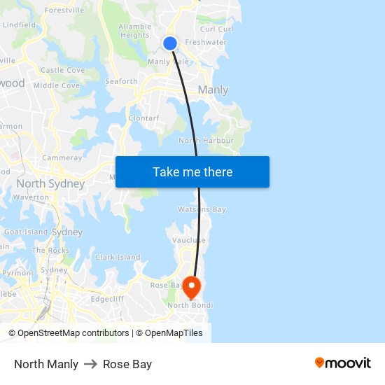 North Manly to Rose Bay map