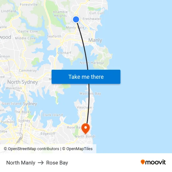 North Manly to Rose Bay map