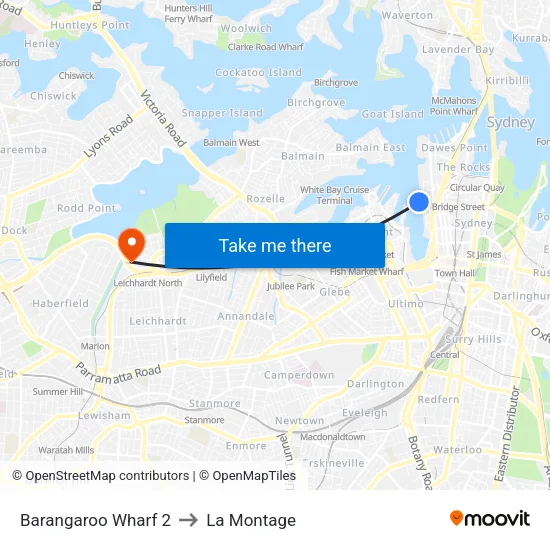 Barangaroo Wharf 2 to La Montage map