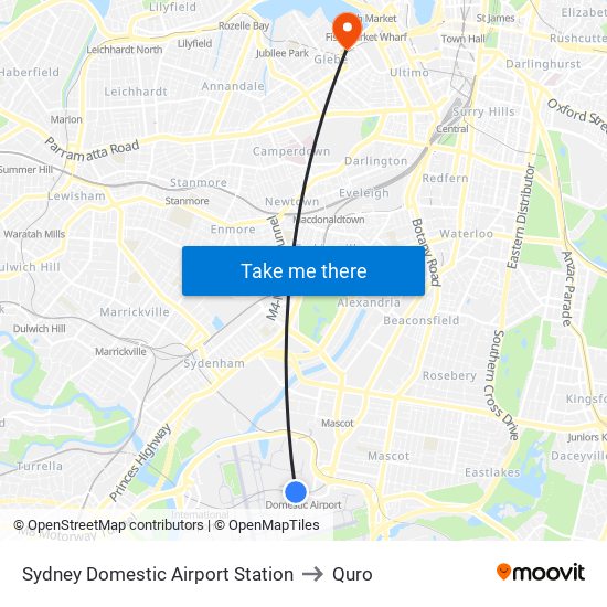 Sydney Domestic Airport Station to Quro map