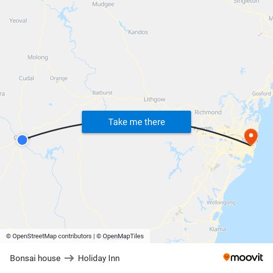 Bonsai house to Holiday Inn map