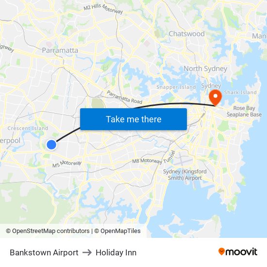 Bankstown Airport to Holiday Inn map
