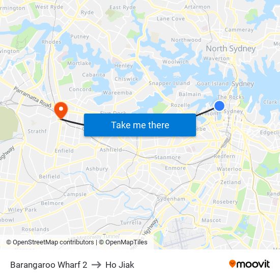Barangaroo Wharf 2 to Ho Jiak map