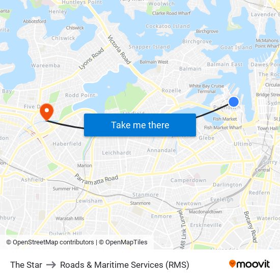 The Star to Roads & Maritime Services (RMS) map