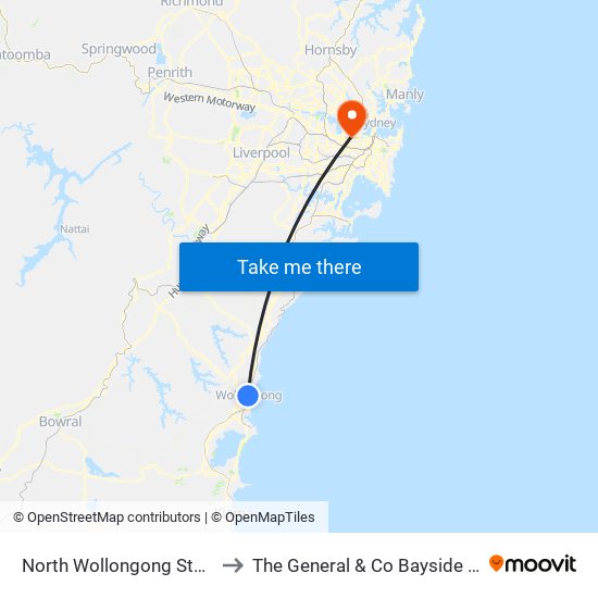 North Wollongong Station to The General & Co Bayside Cafe map