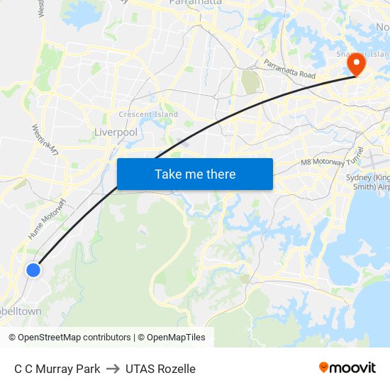 C C Murray Park to UTAS Rozelle map