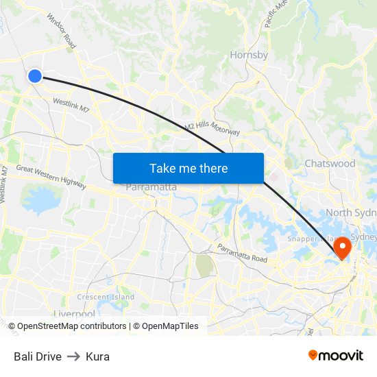 Bali Drive to Kura map