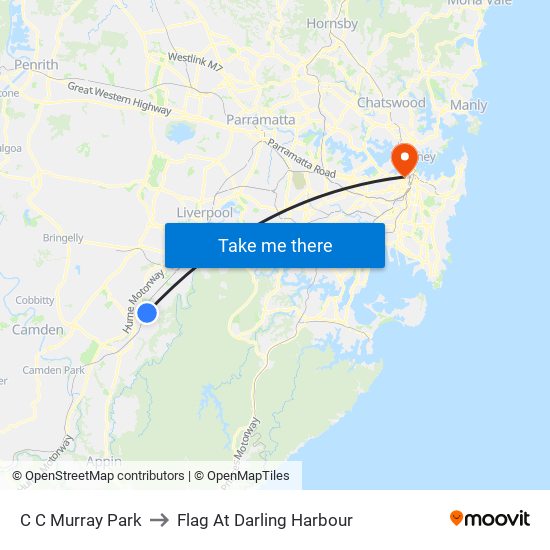 C C Murray Park to Flag At Darling Harbour map