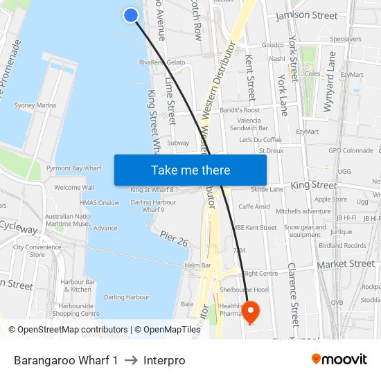 Barangaroo Wharf 1 to Interpro map