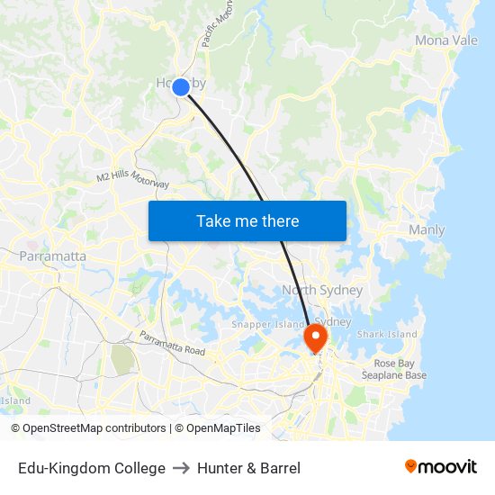 Edu-Kingdom College to Hunter & Barrel map