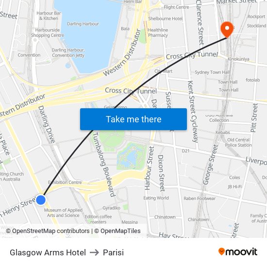 Glasgow Arms Hotel to Parisi map