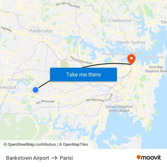 Bankstown Airport to Parisi map