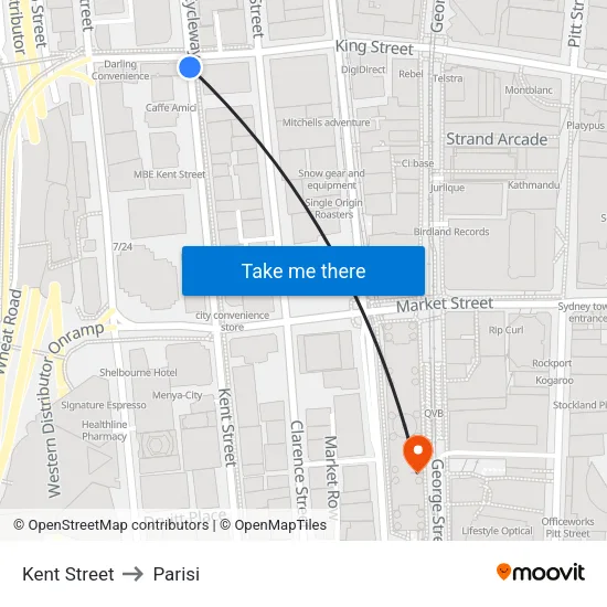 Kent Street to Parisi map