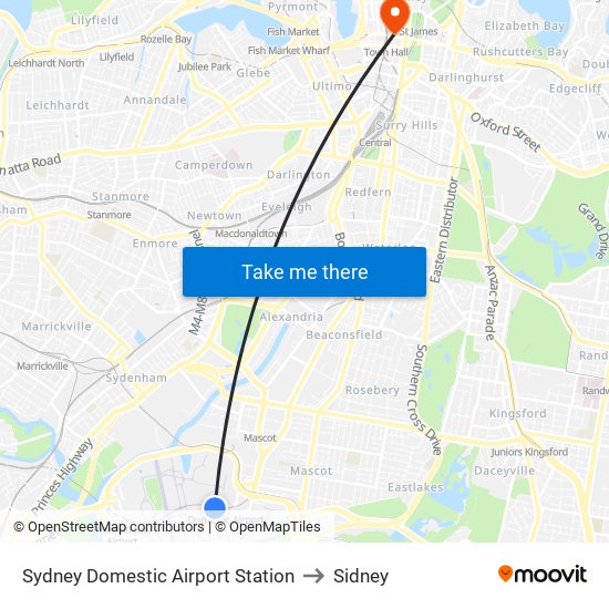 Sydney Domestic Airport Station to Sidney map