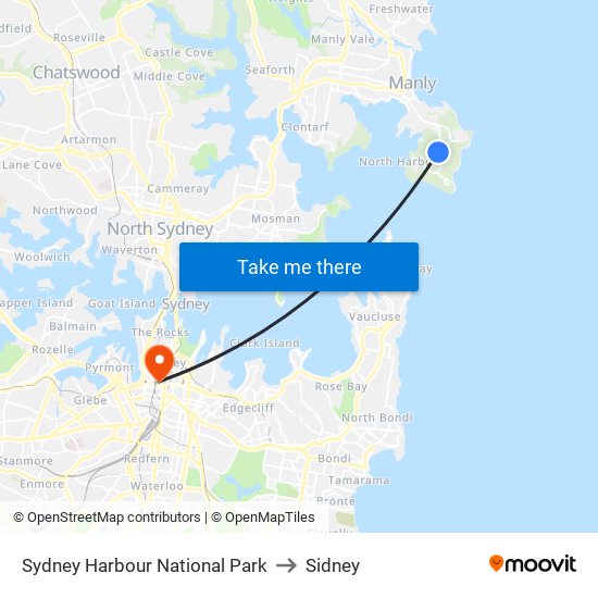 Sydney Harbour National Park to Sidney map