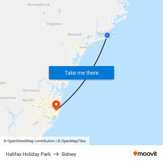 Halifax Holiday Park to Sidney map