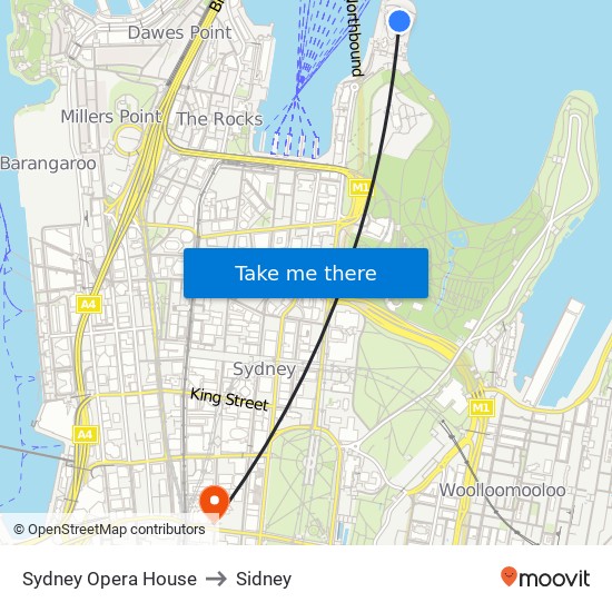 Sydney Opera House to Sidney map