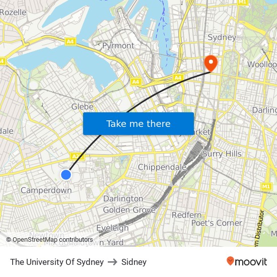 The University Of Sydney to Sidney map