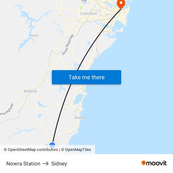 Bomaderry (Nowra) Station to Sidney map