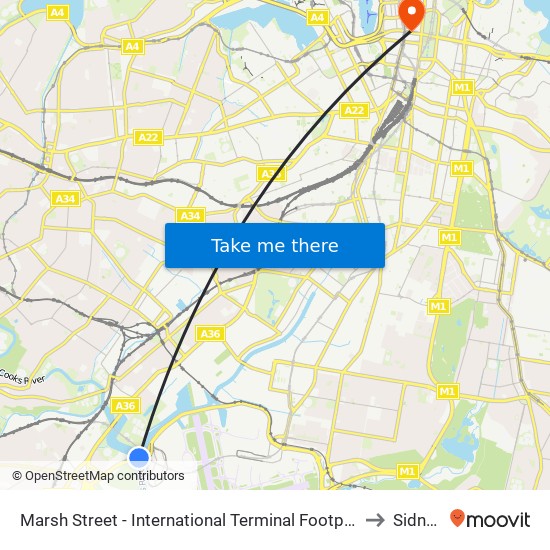 Marsh Street - International Terminal Footpath to Sidney map