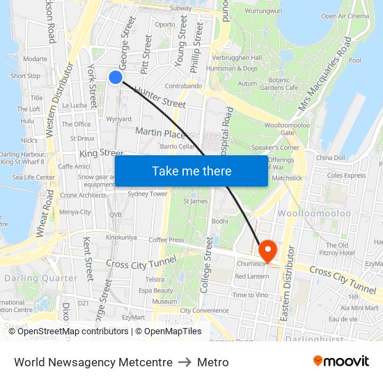 World Newsagency Metcentre to Metro map