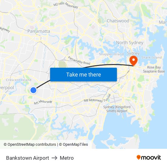 Bankstown Airport to Metro map