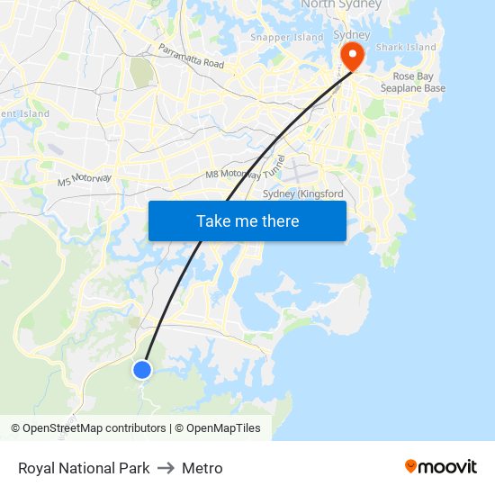 Royal National Park to Metro map