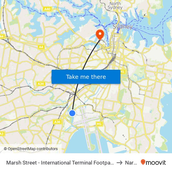 Marsh Street - International Terminal Footpath to Narta map
