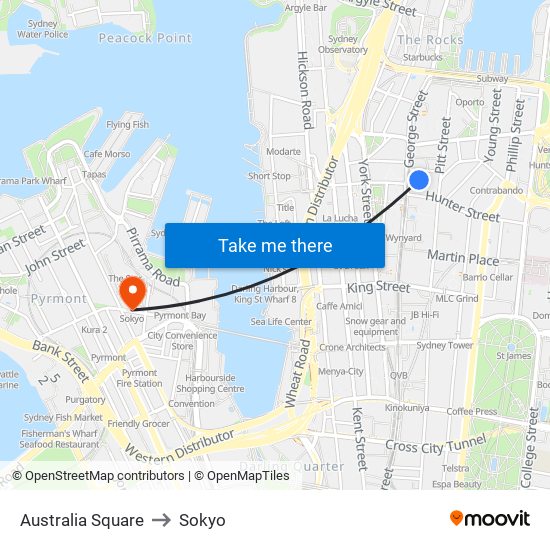 Australia Square to Sokyo map