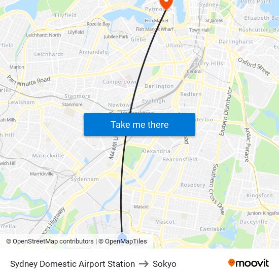 Sydney Domestic Airport Station to Sokyo map