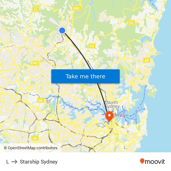 L to Starship Sydney map