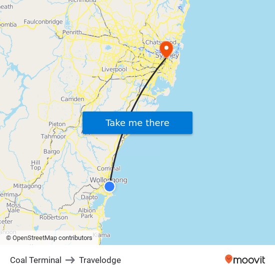 Coal Terminal to Travelodge map