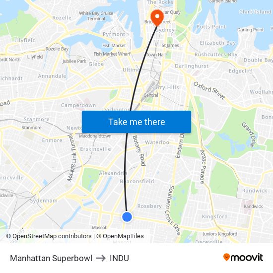 Manhattan Superbowl to INDU map