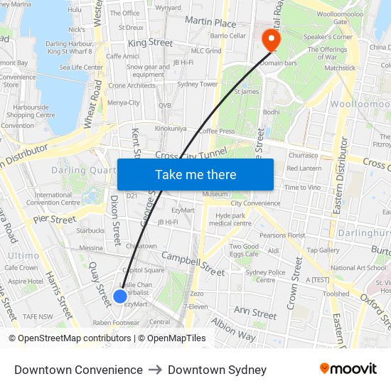 Downtown Convenience to Downtown Sydney map