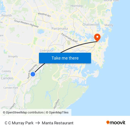 C C Murray Park to Manta Restaurant map