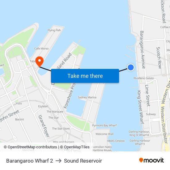 Barangaroo Wharf 2 to Sound Reservoir map