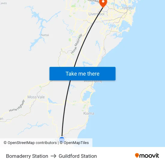 Bomaderry Station to Guildford Station map