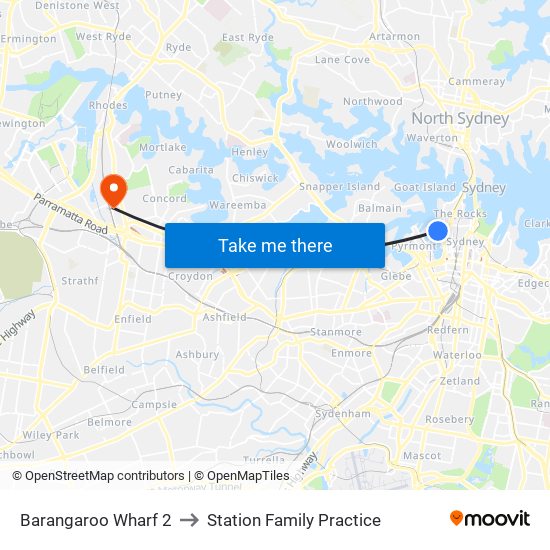 Barangaroo Wharf 2 to Station Family Practice map