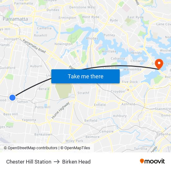 Chester Hill Station to Birken Head map