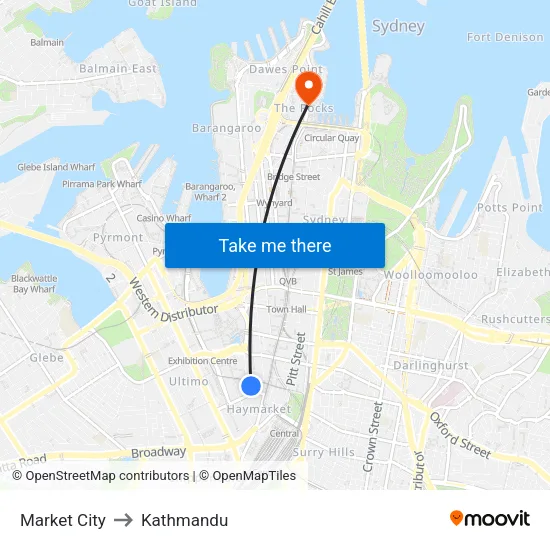 Market City to Kathmandu map