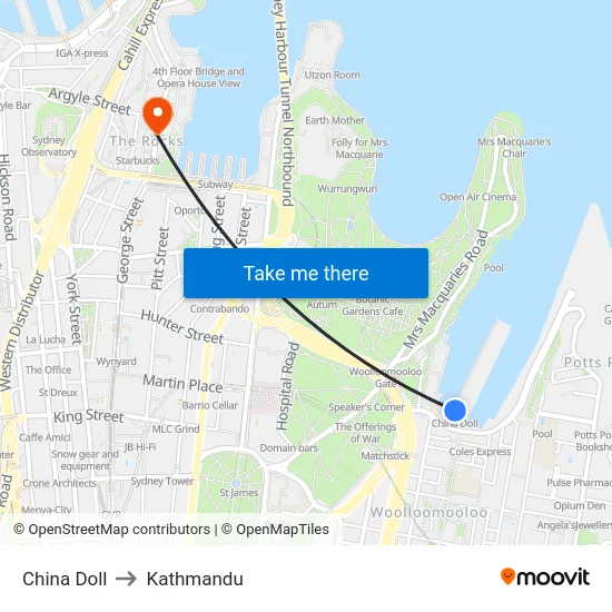 China Doll to Kathmandu map