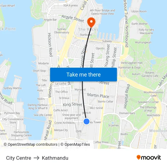 City Centre to Kathmandu map