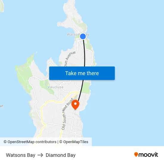 Watsons Bay to Diamond Bay map