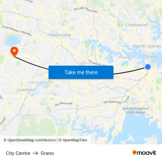 City Centre to Grano map