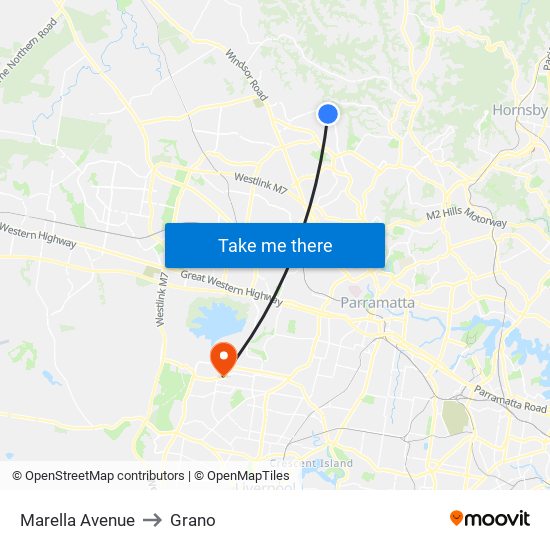 Marella Avenue to Grano map